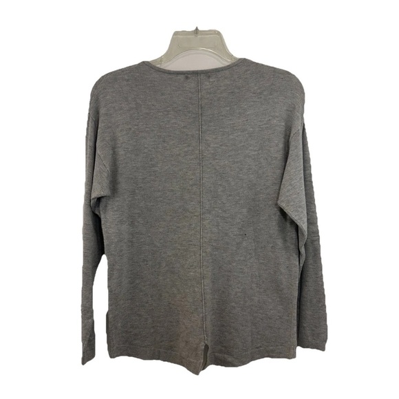 Zara Girls Gray Sweater Faux Leather Pockets Sz 13-14 Long Sleeve - Picture 2 of 6